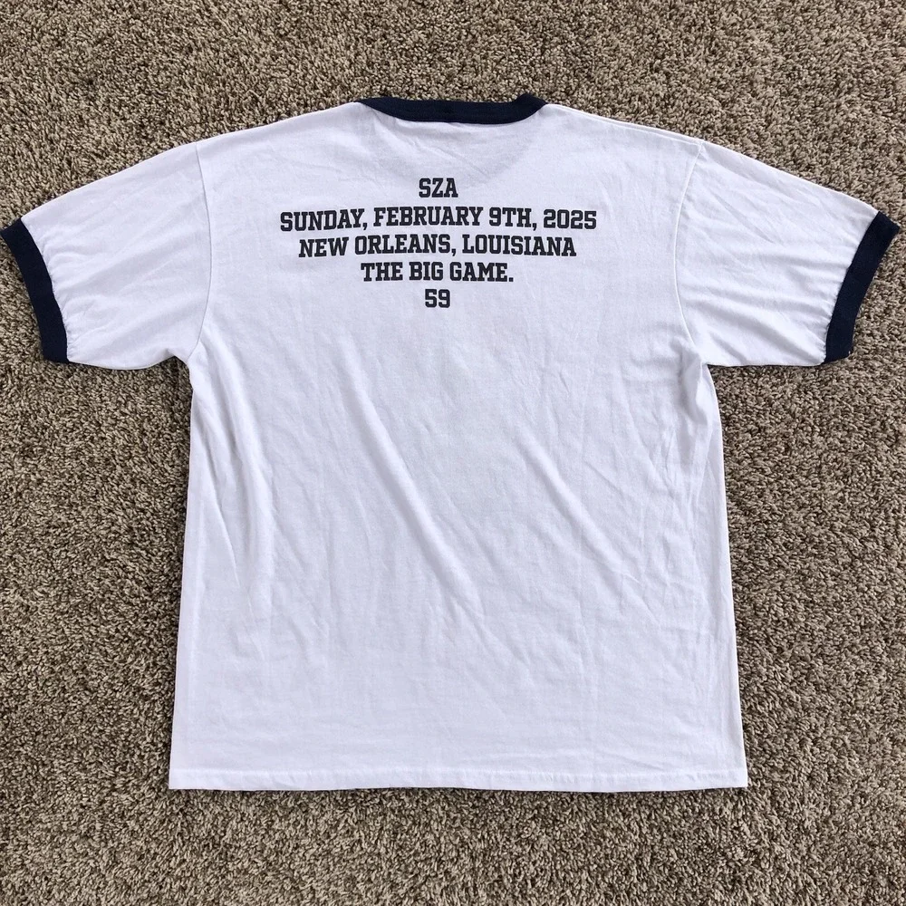 SZA 2025 Tour Merch Beetle Ball Ringer‎ Shirt Adult Size XL White Authentic TDE